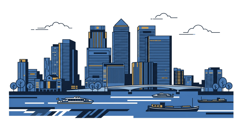 Illustration of a London landmark near Tower Hamlets